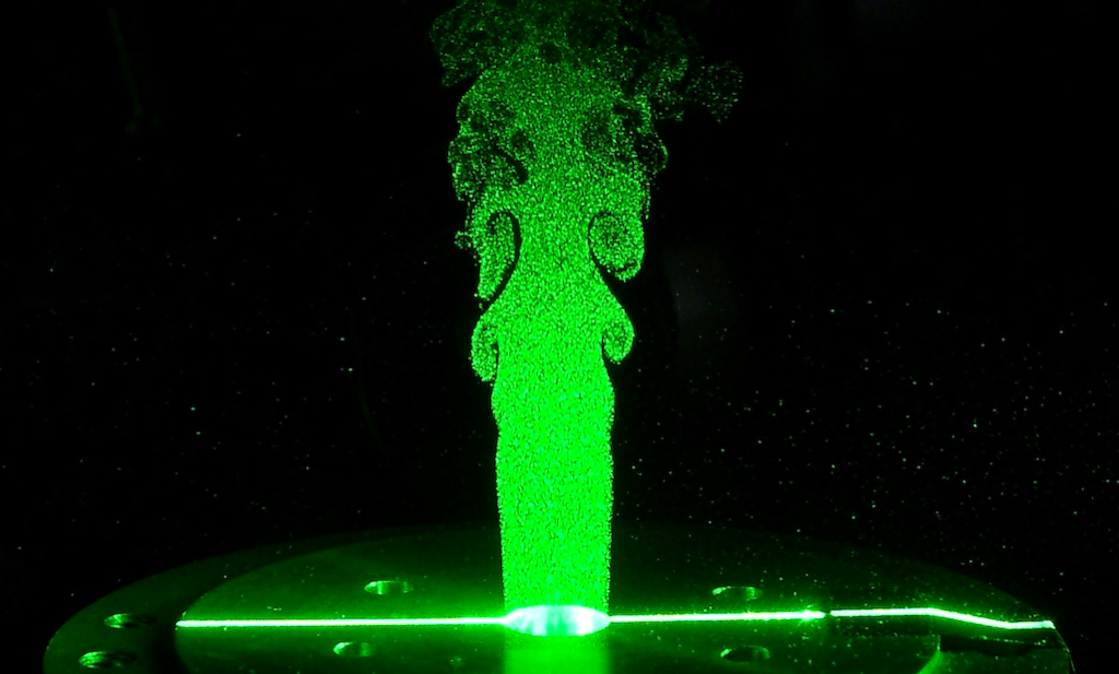 Free jet illuminated by laser